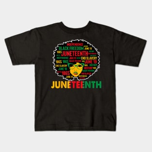 Juneteenth Women Queen African American Black Afro Kids T-Shirt